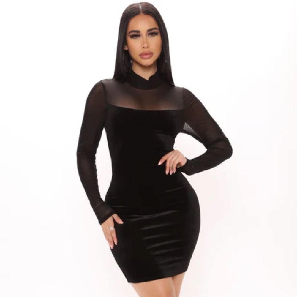 Fashion Nova Velvet Mesh Dress